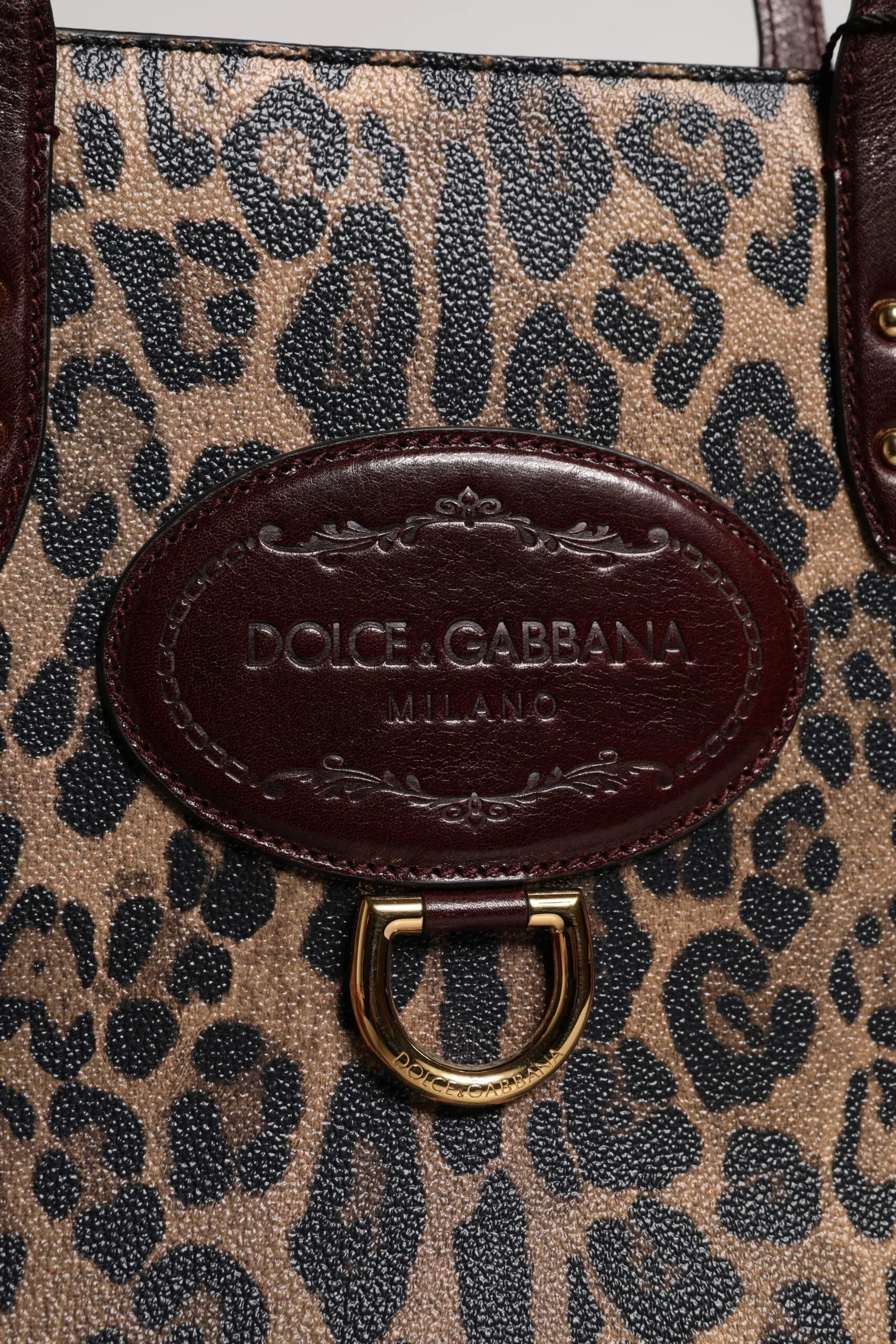 Dolce & Gabbana Brown Leopard Leather Shoulder Strap Tote Bag