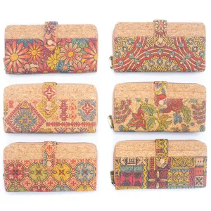 Elegant Long Cork Women's Wallet with Card Holder (6 Units )BAGD-507-MIX-6