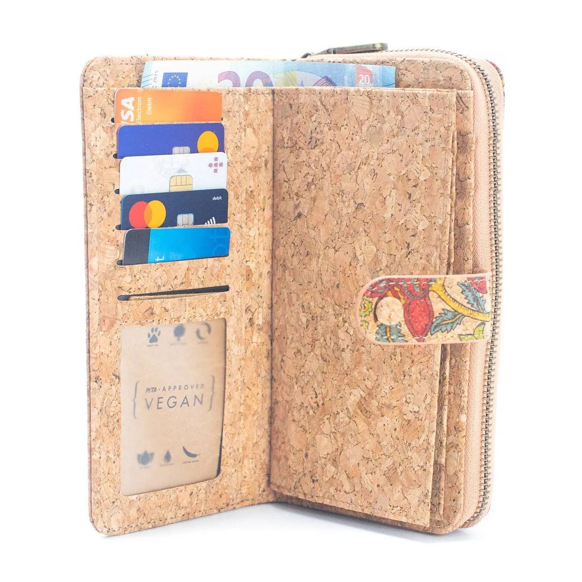 Elegant Long Cork Women's Wallet with Card Holder (6 Units )BAGD-507-MIX-6