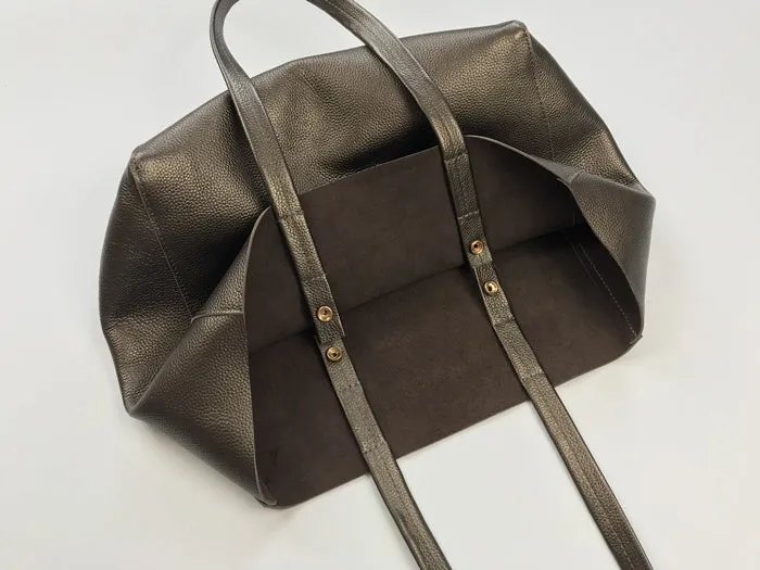 Fashion Womens Bronze Silver Leather Oversize Tote Bag Gold Shoulder Tote Bags Handbag Tote For Women