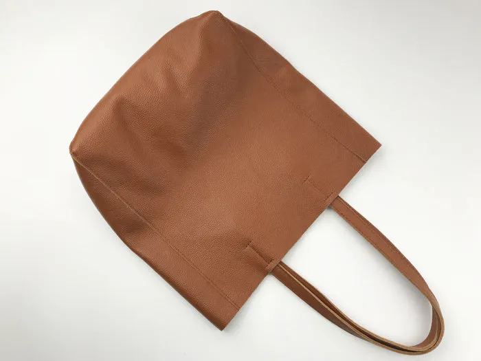 Fashion Womens Brown Leather Vertical Tote Bags Brown Shoulder Tote Bags Brown Handbags Tote For Women