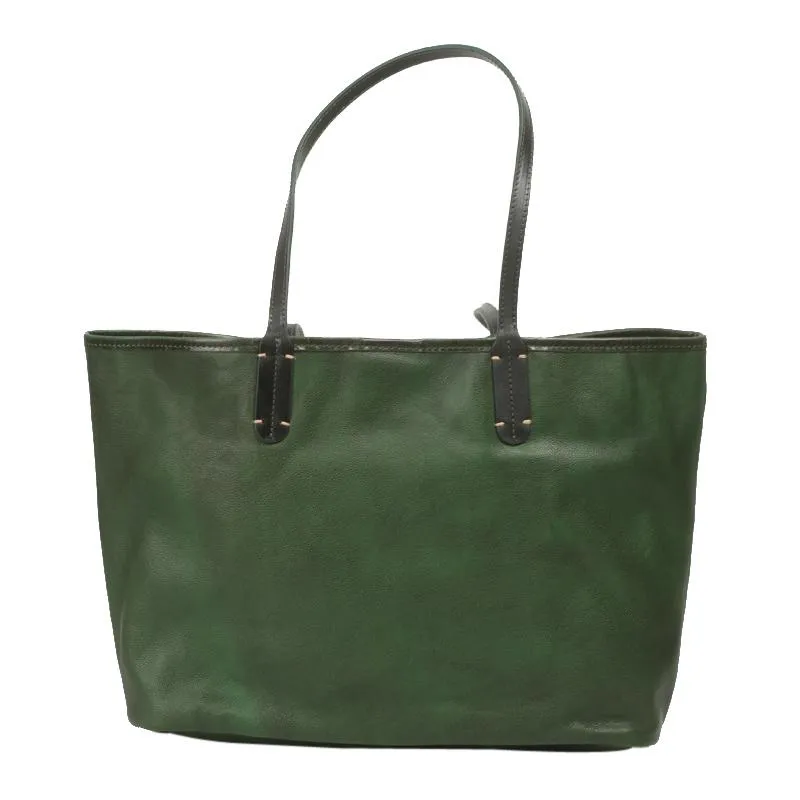 Fashion Womens Red Brown Soft Leather Zipper Tote Handbag Green Shopper Tote Bag Purse