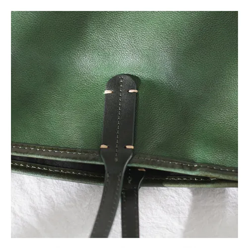 Fashion Womens Red Brown Soft Leather Zipper Tote Handbag Green Shopper Tote Bag Purse