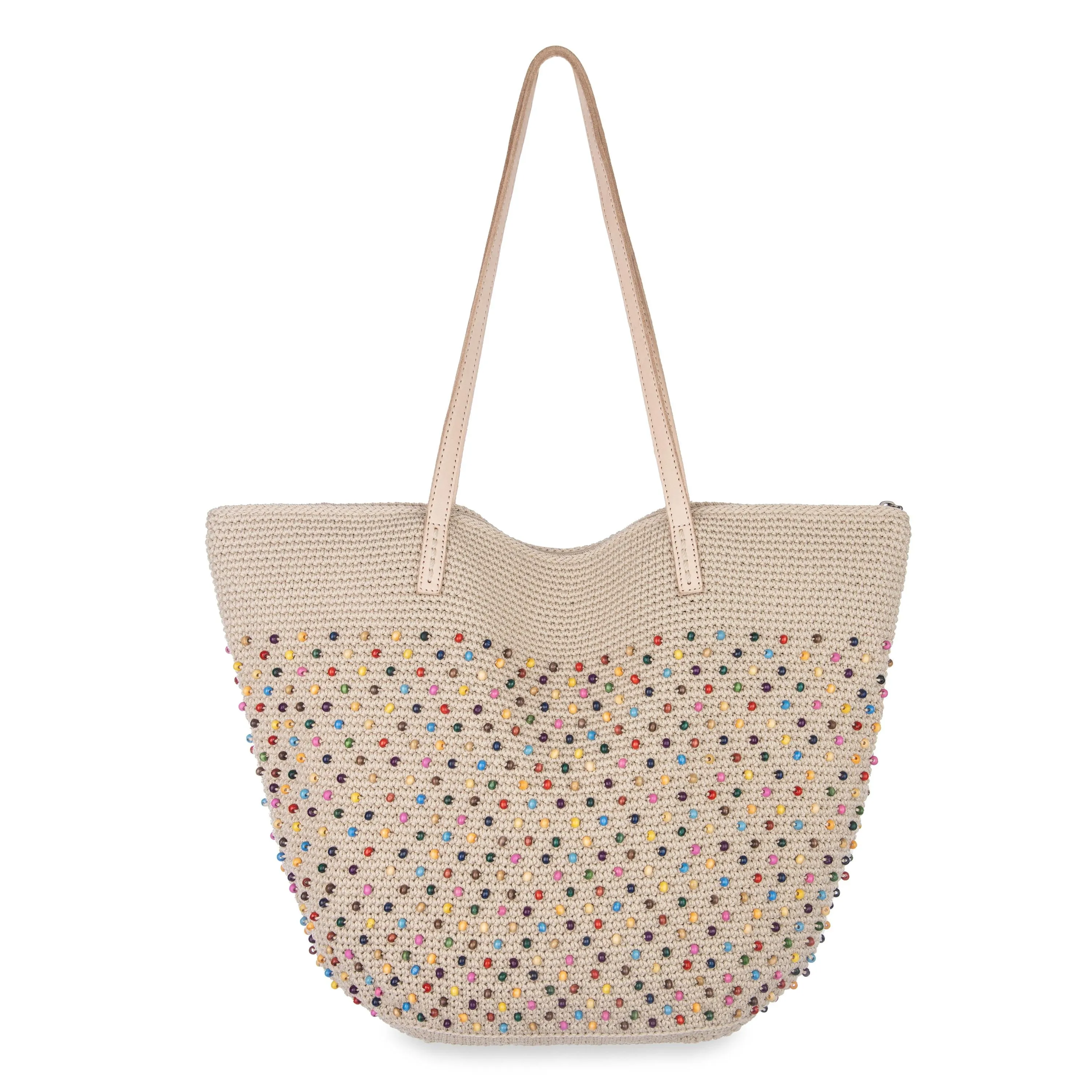 Faye Tote - Hand Crochet - Ecru Multi Beads