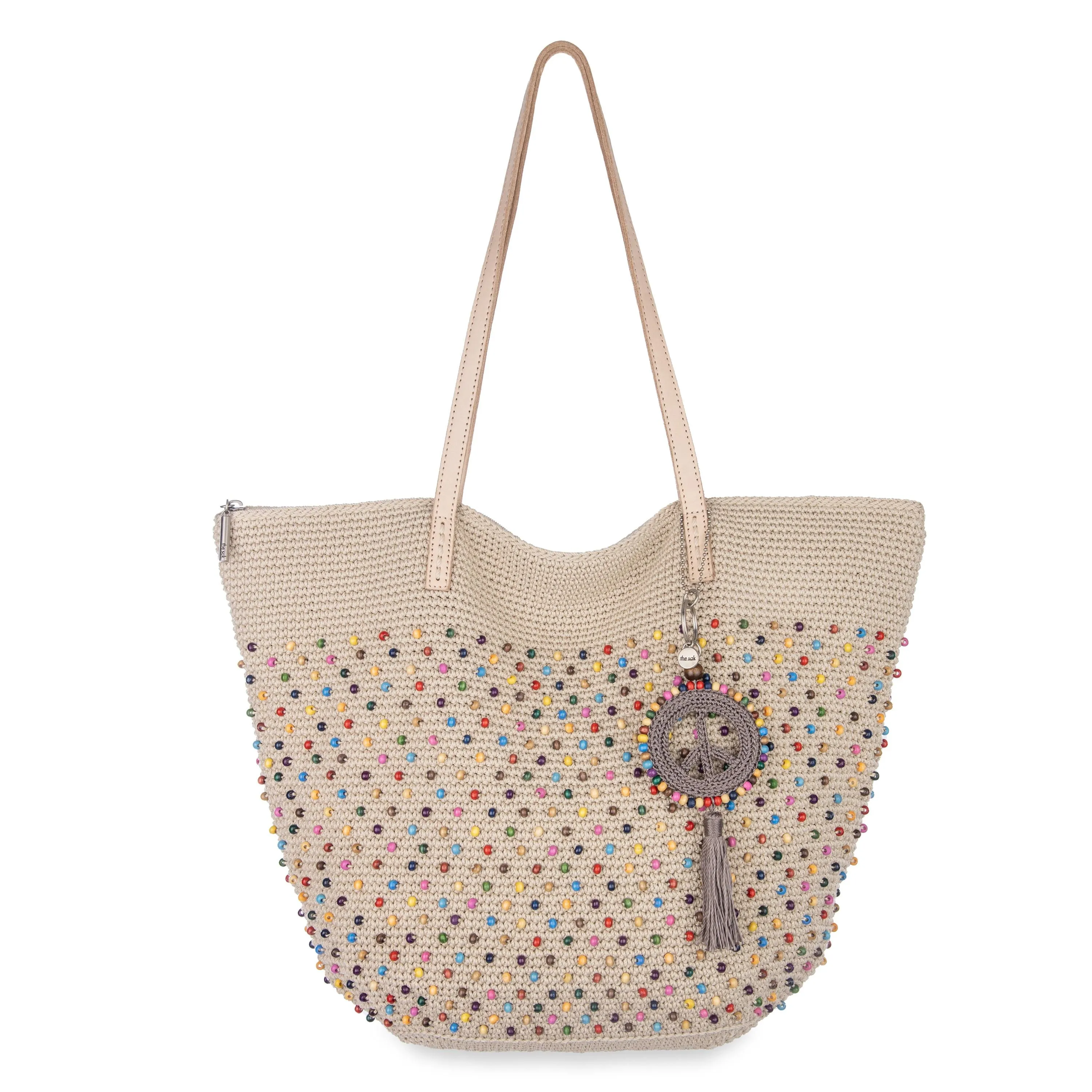 Faye Tote - Hand Crochet - Ecru Multi Beads