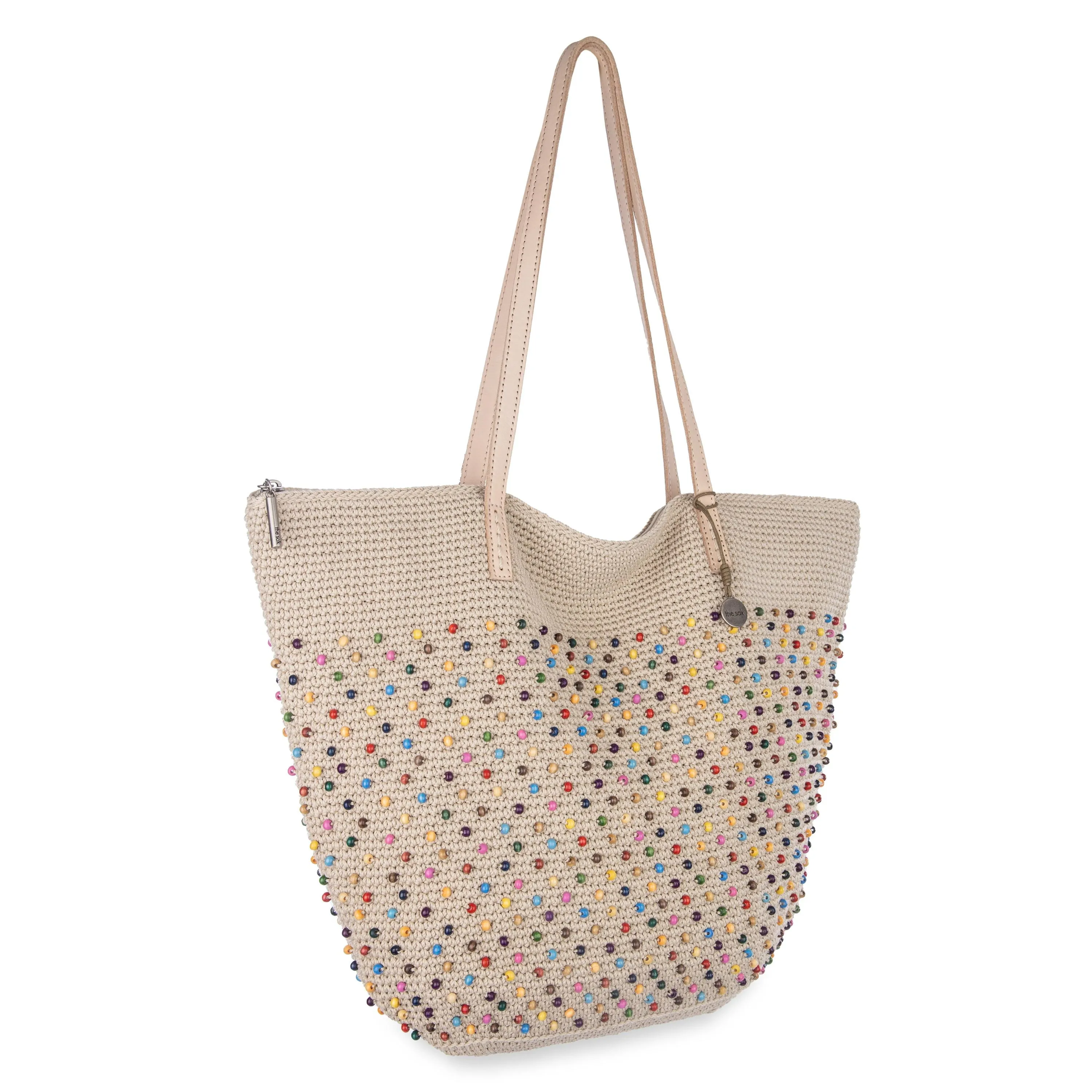 Faye Tote - Hand Crochet - Ecru Multi Beads