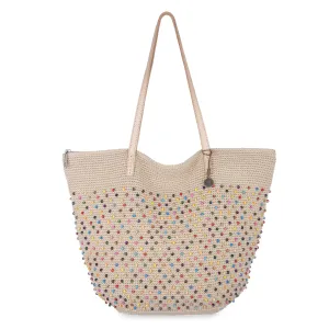 Faye Tote - Hand Crochet - Ecru Multi Beads