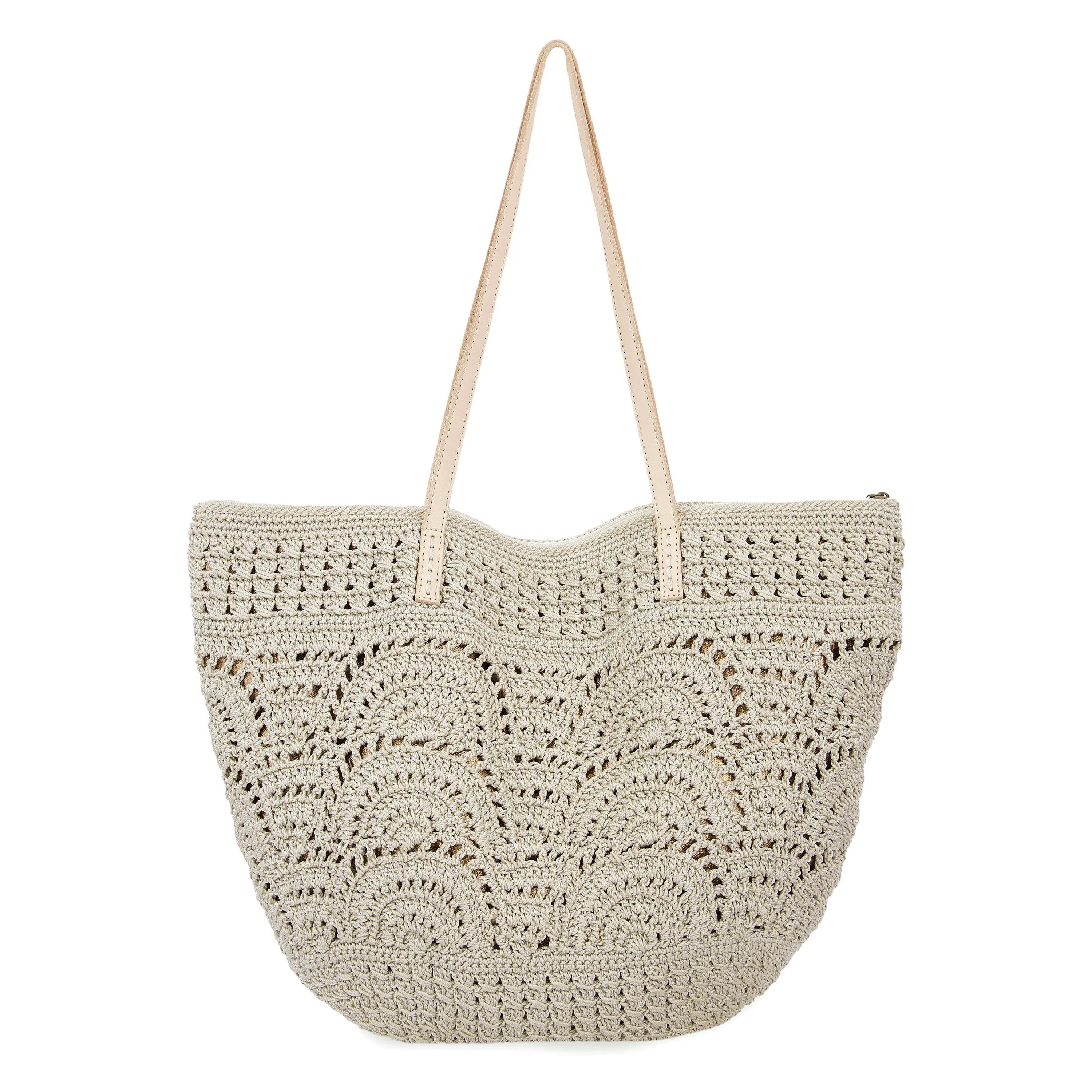 Faye Tote - Hand Crochet - Natural Fan