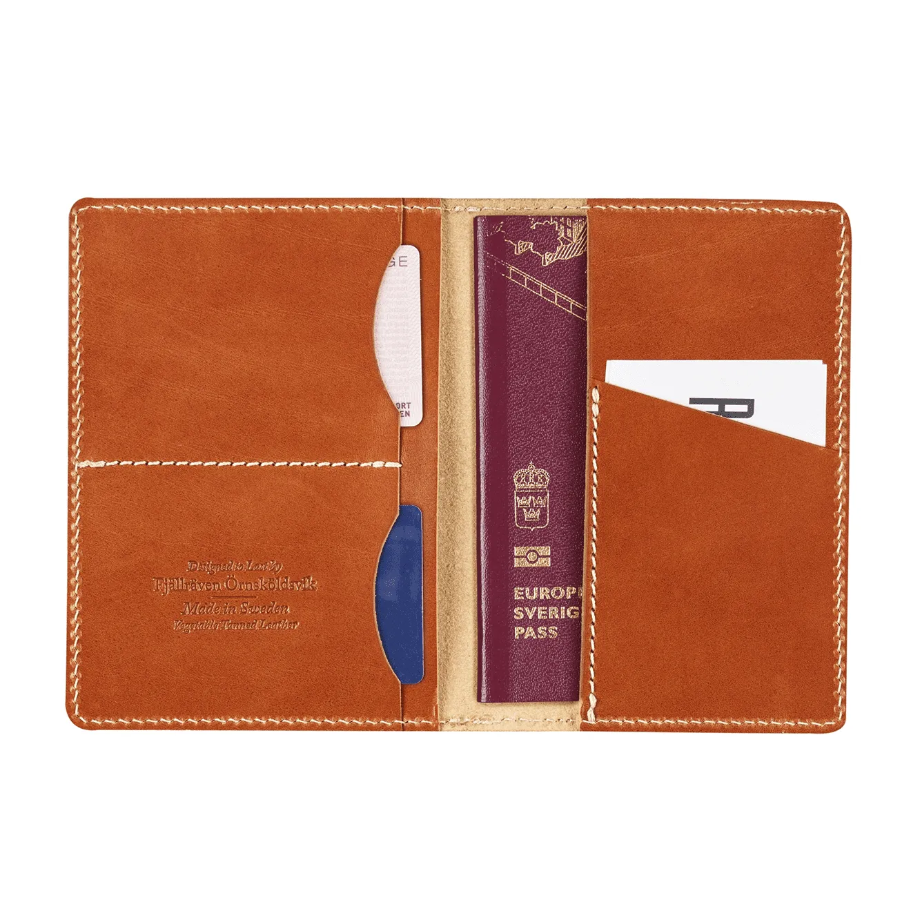 Fjallraven Leather Passport Cover Leather Cognac