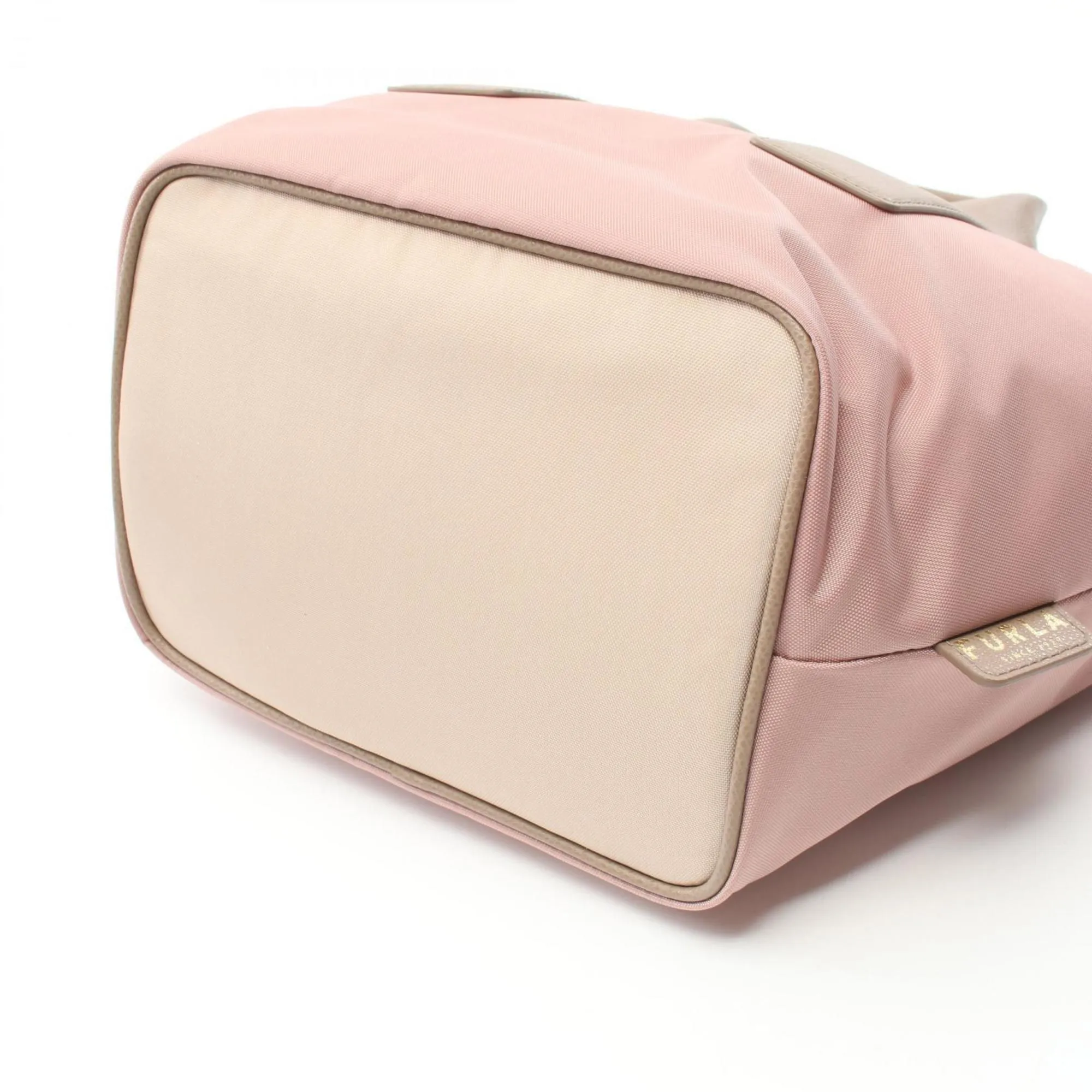 Furla  pink Leather Nylon Canvas Tote Bag