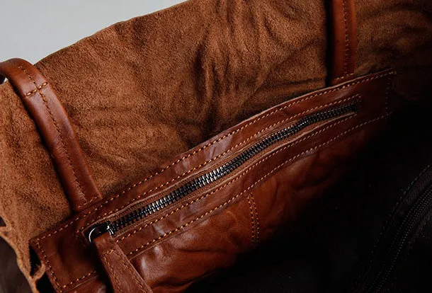 Genuine Leather Black Brown Handbag Large Tote Bag Wrinkled Shopper Bag Shoulder Bag Purse For Women