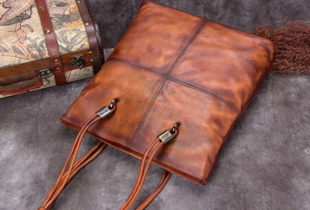 Genuine Leather Handbag Vintage Tote Bag Shoulder Bag Purse For Women