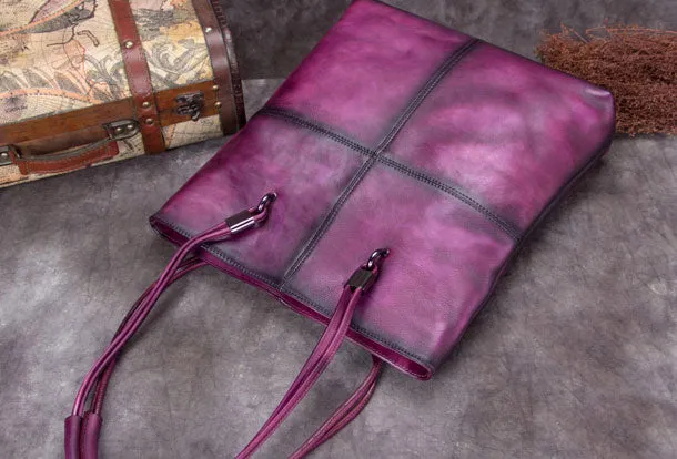 Genuine Leather Handbag Vintage Tote Bag Shoulder Bag Purse For Women
