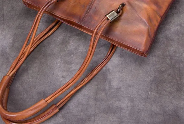 Genuine Leather Handbag Vintage Tote Bag Shoulder Bag Purse For Women