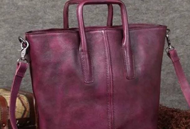 Genuine Leather Handbag Vintage Tote Crossbody Bag Shoulder Bag Purse For Women