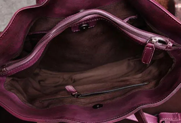 Genuine Leather Handbag Vintage Tote Crossbody Bag Shoulder Bag Purse For Women