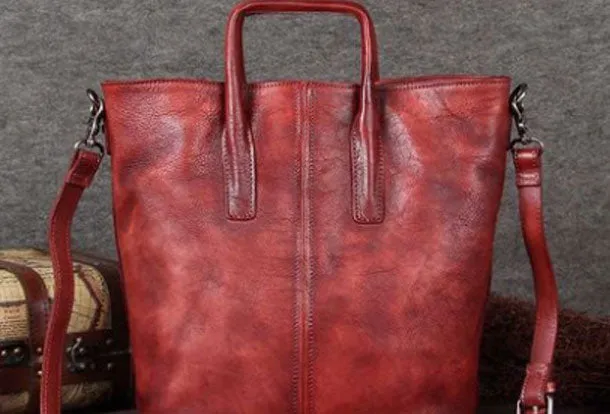 Genuine Leather Handbag Vintage Tote Crossbody Bag Shoulder Bag Purse For Women
