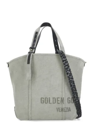 Green Canvas Hand Bag With Printed Logo
