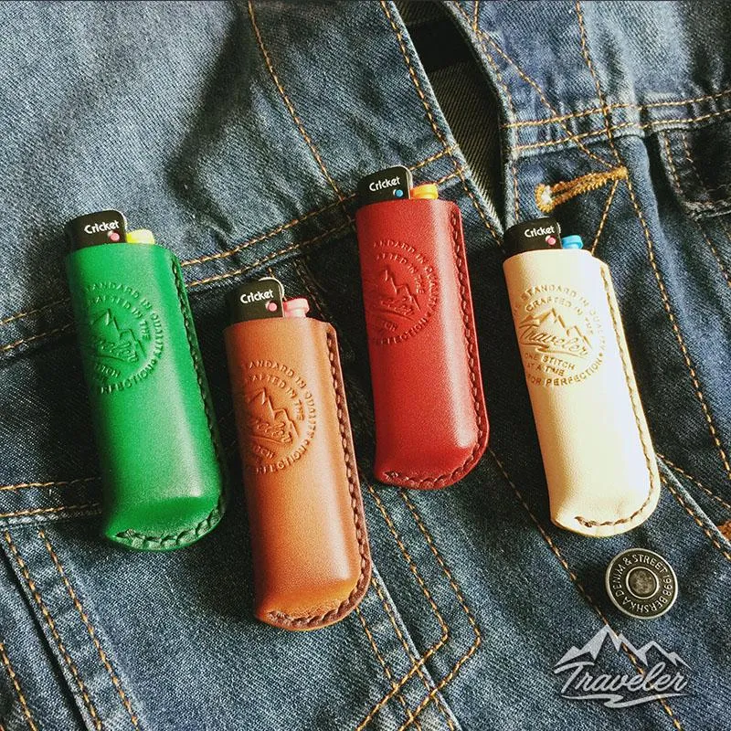 Green Leather Mens Cigarette Holder Case Vintage Custom Cigarette Case for Men
