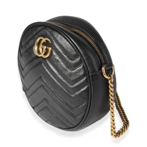 Gucci Black Matelass GG Marmont Mini Round Shoulder Bag