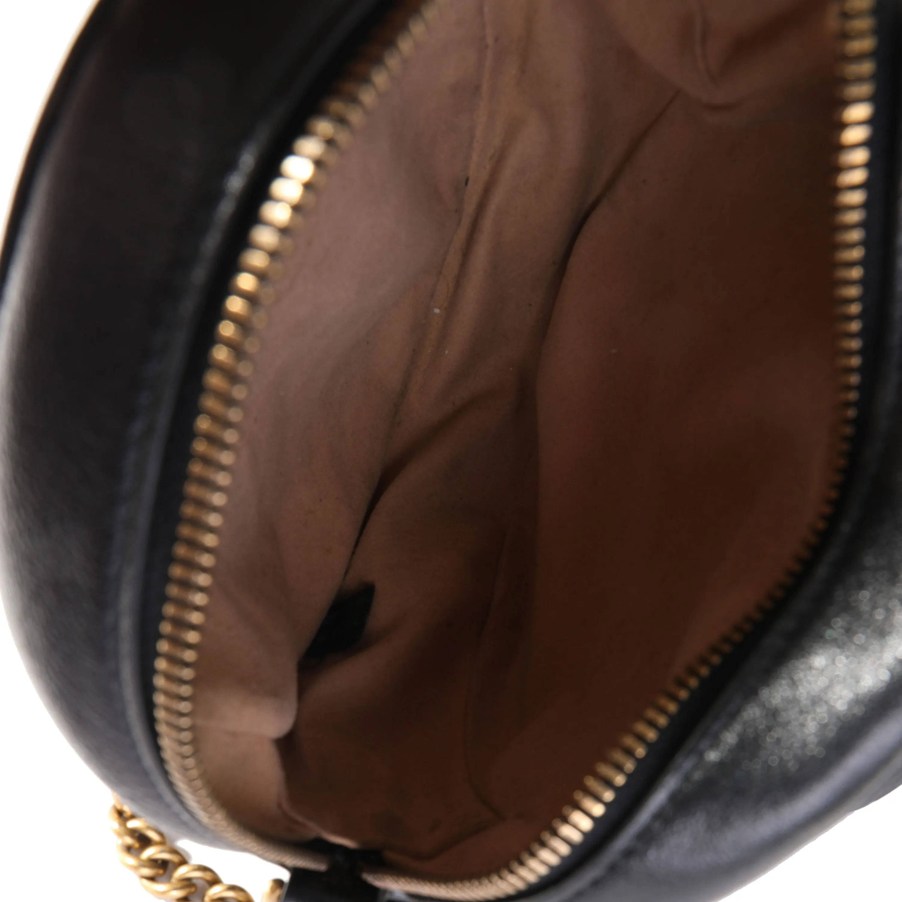 Gucci Black Matelass GG Marmont Mini Round Shoulder Bag