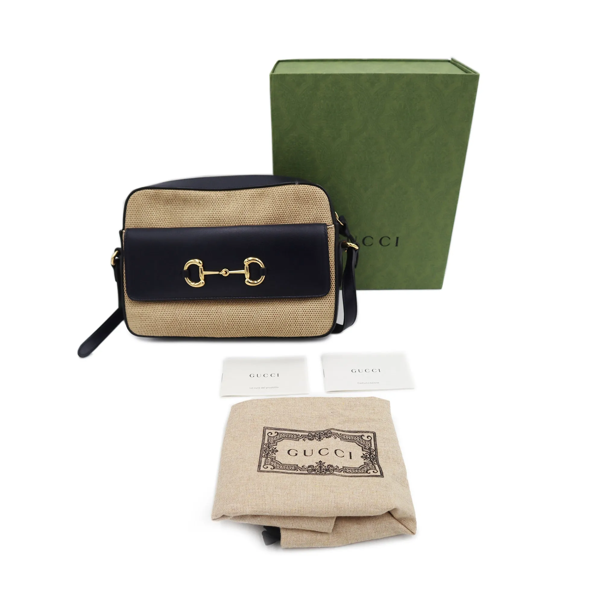 Gucci Canvas Small Horsebit Shoulder Bag