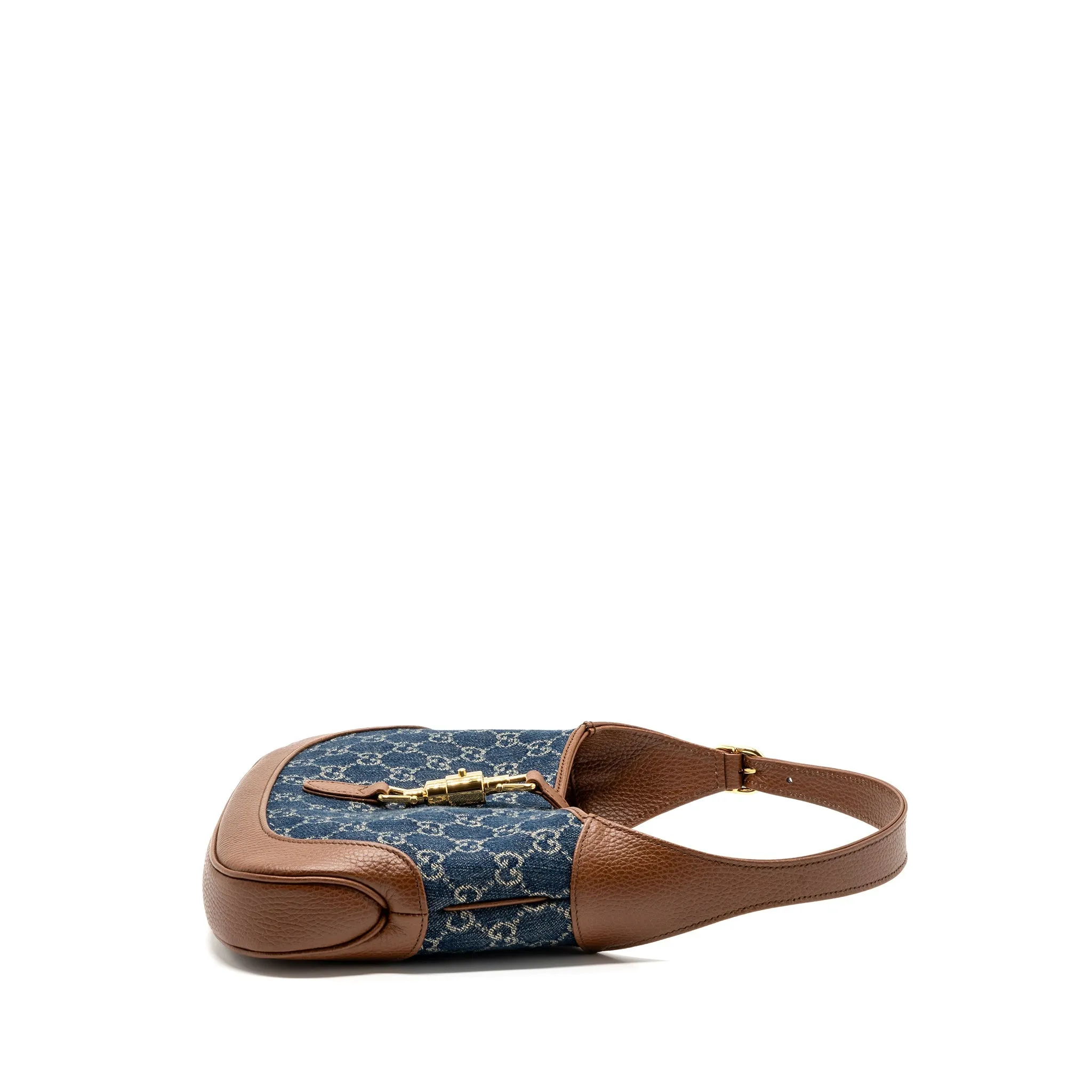 Gucci Jackie 1961 small shoulder bag denim / calfskin blue/ brown GHW