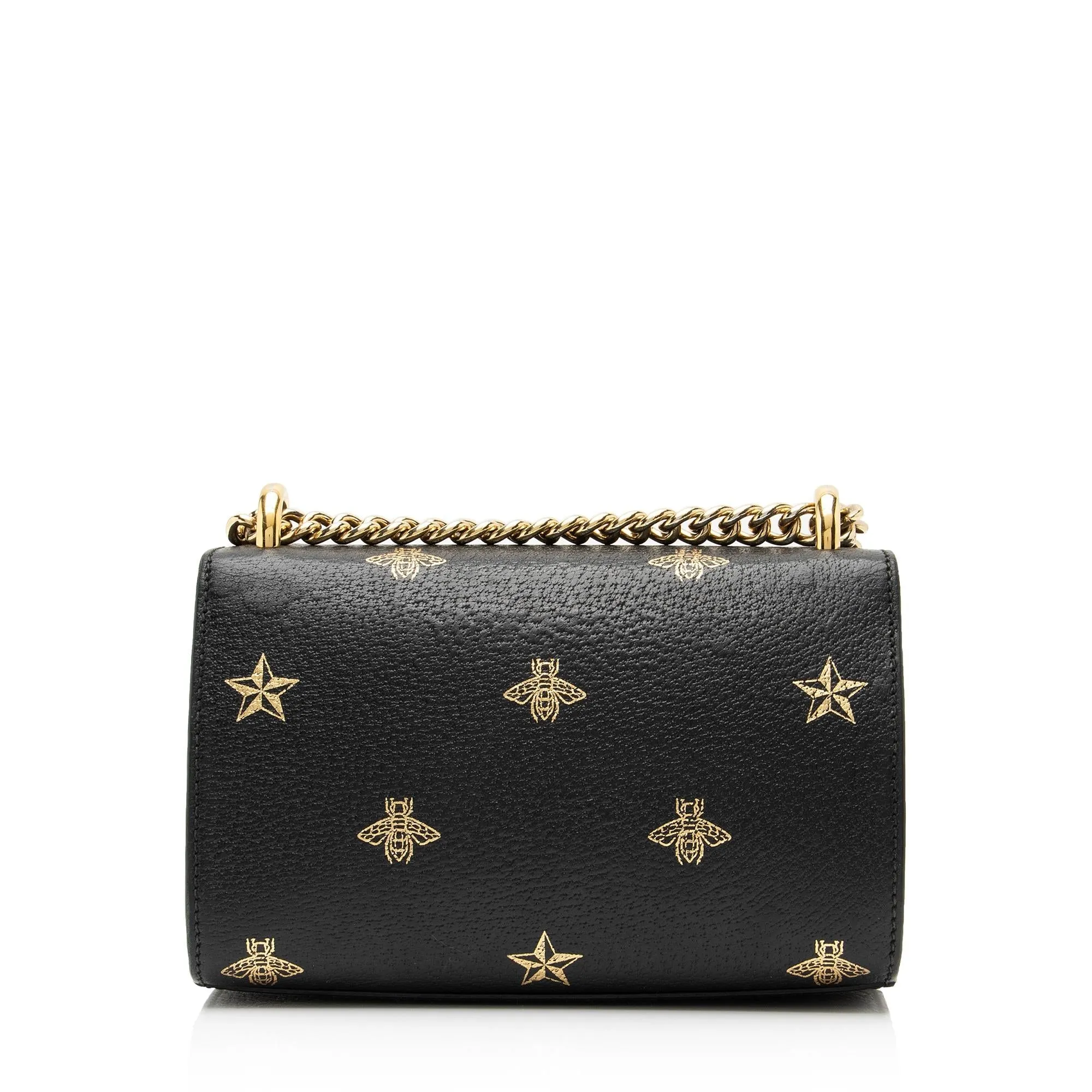 Gucci Leather Bee & Star Padlock Mini Shoulder Bag (SHF-23887)