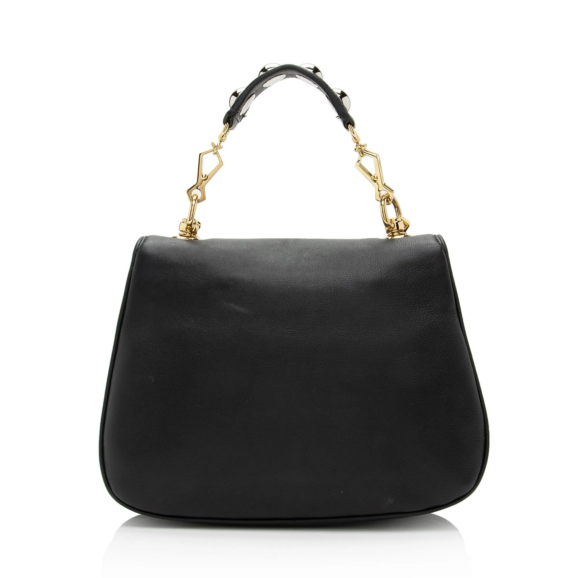 Gucci Leather Studded Blondie Top Handle Medium Shoulder Bag (SHF-R9Ze9C)