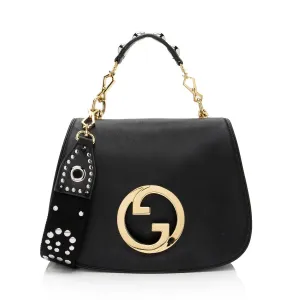 Gucci Leather Studded Blondie Top Handle Medium Shoulder Bag (SHF-R9Ze9C)