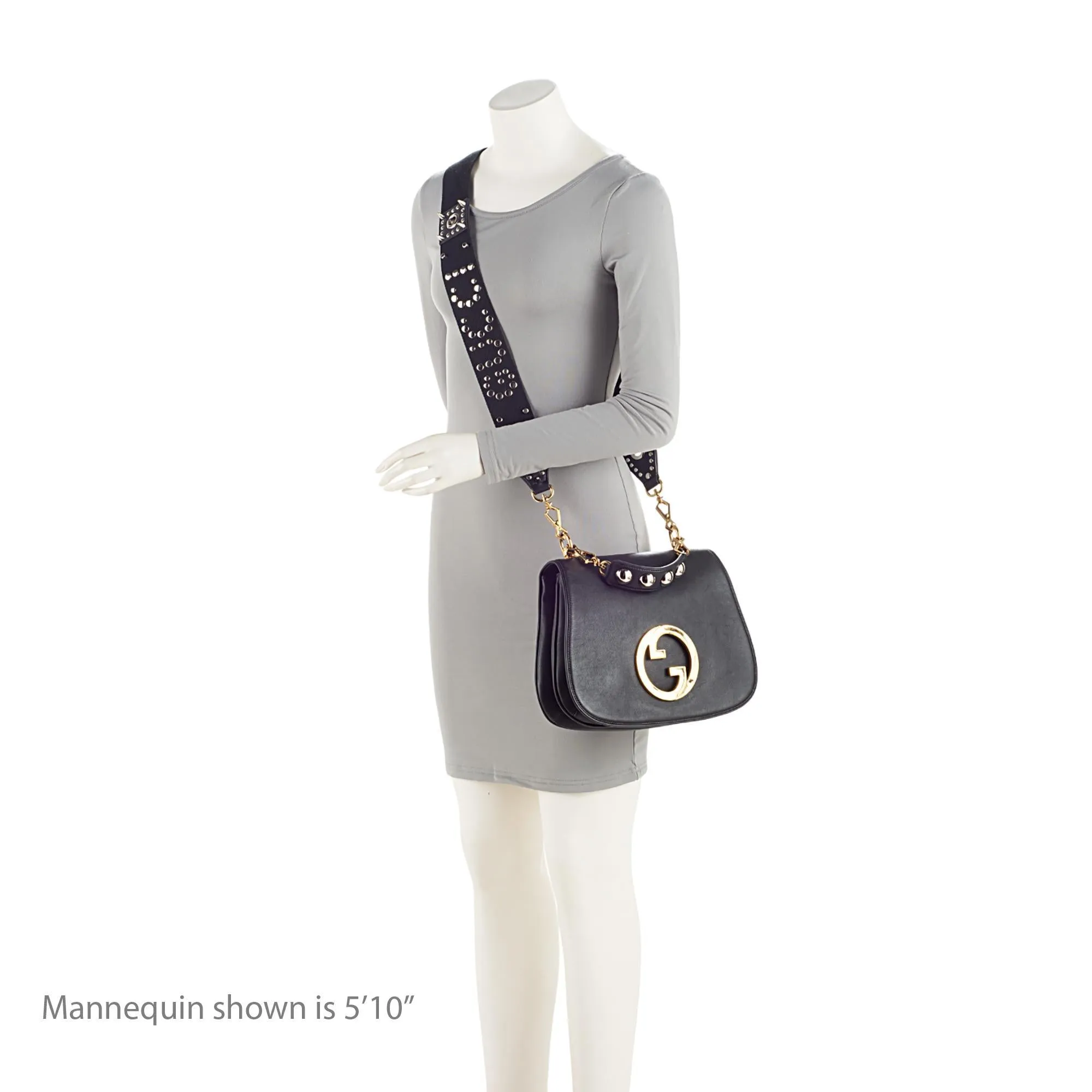 Gucci Leather Studded Blondie Top Handle Medium Shoulder Bag (SHF-R9Ze9C)