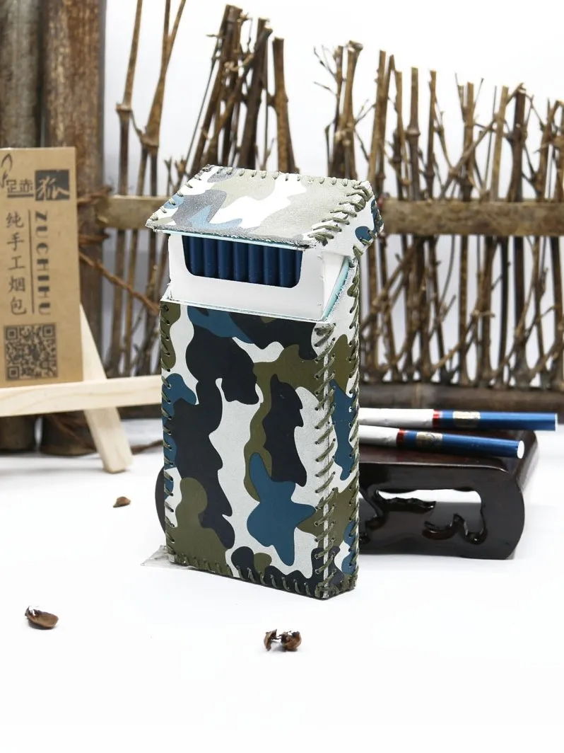 Handmade Leather Cigarette Holder Camouflage Leather Womens Cigarette Holder Case for Women