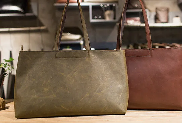 Handmade Leather vintage Big Large tote bag Brown for women leather shoulder bag
