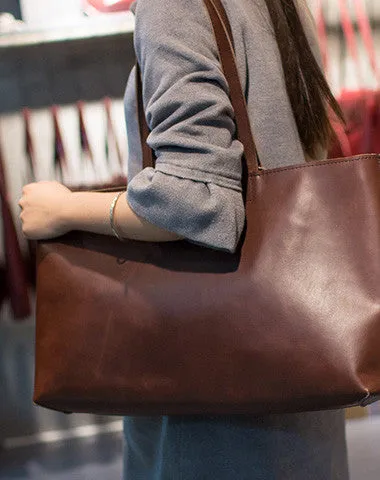 Handmade Leather vintage Big Large tote bag Brown for women leather shoulder bag
