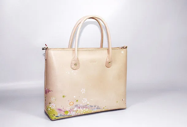 Handmade vintage large personalized leather big tote bag handbag for women girl lady