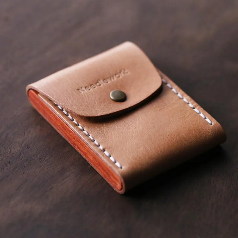 Handmade Wooden Coffee Leather Mens 20pcs Cigarette Case Cool Custom Cigarette Holder for Men