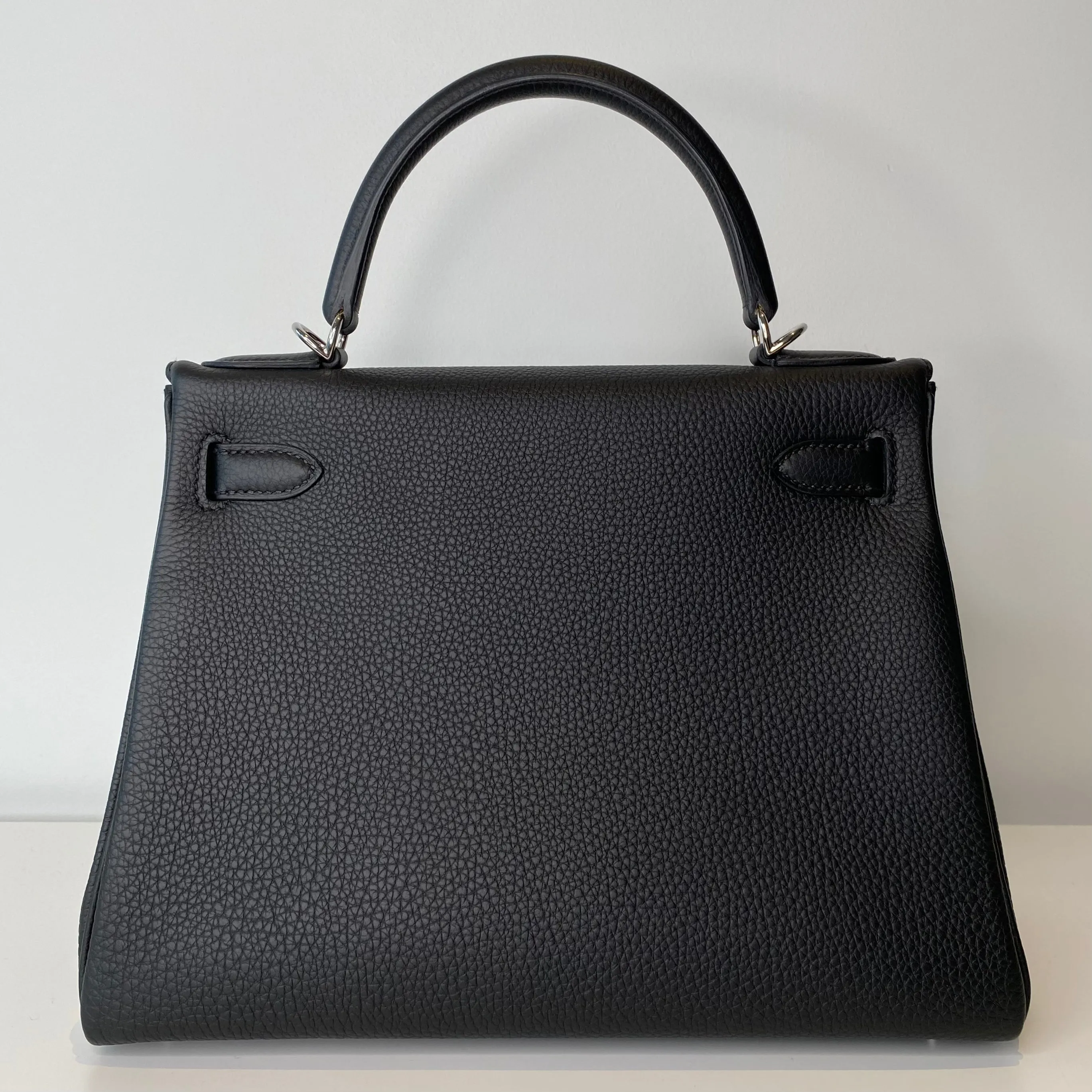 Hermes Kelly 28 Black Togo Retourne Palladium Hardware