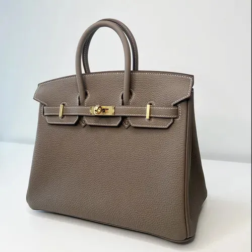 Herm??s Birkin 25 Etoupe Togo Gold Hardware