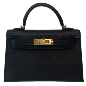 Herm??s Kelly 20 Black Epsom Gold Hardware