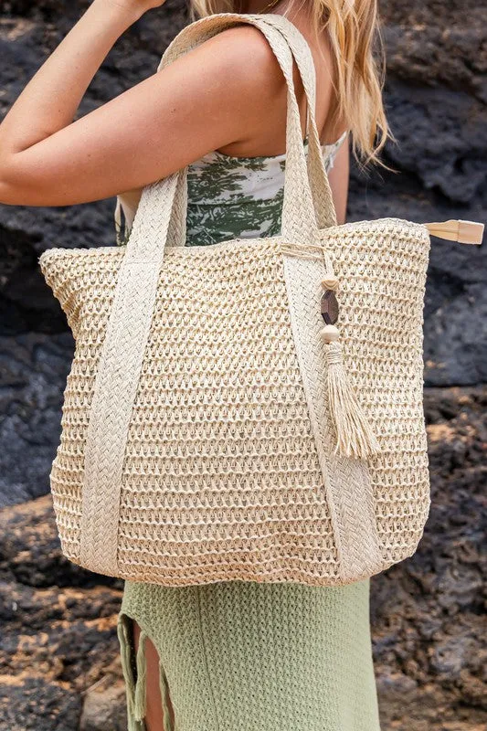 Izola Tassel Straw Tote Bag