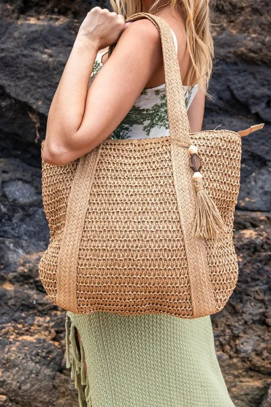 Izola Tassel Straw Tote Bag