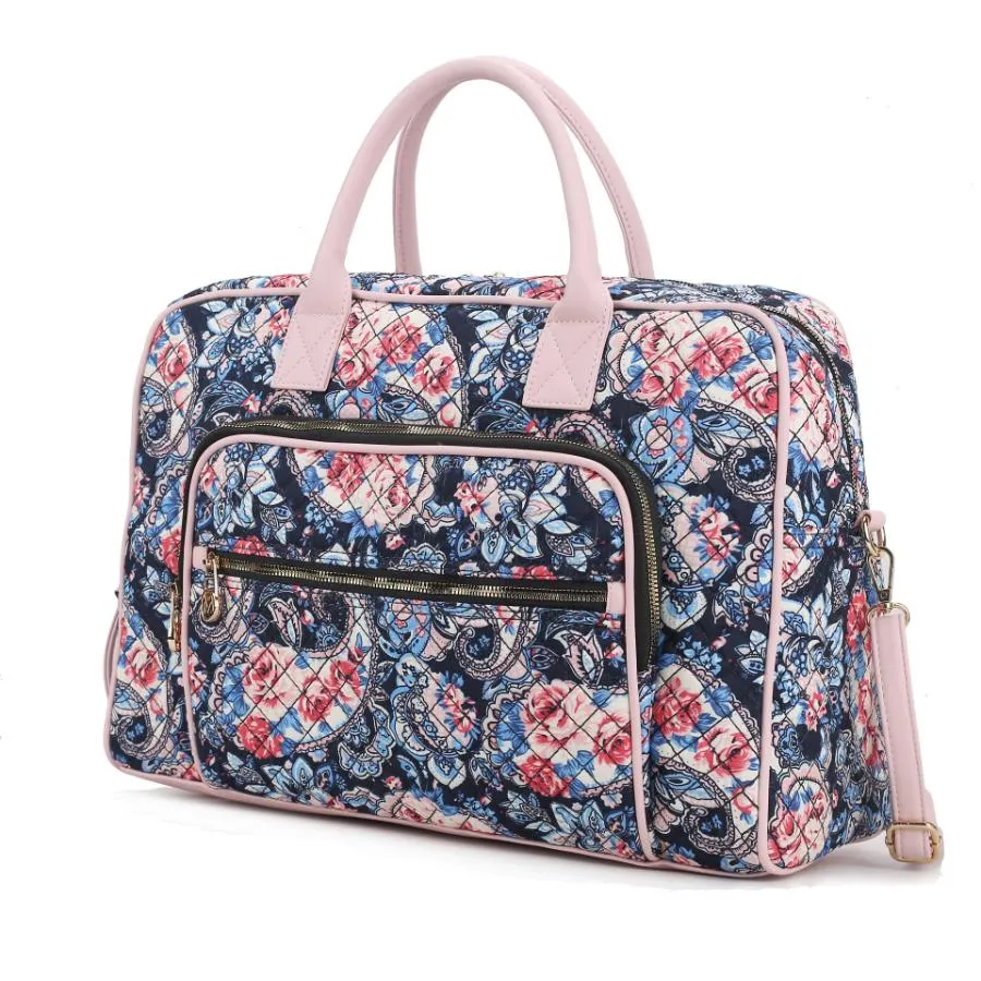 Jayla Quilted Cotton Botanical Pattern Womens Duffle Bag