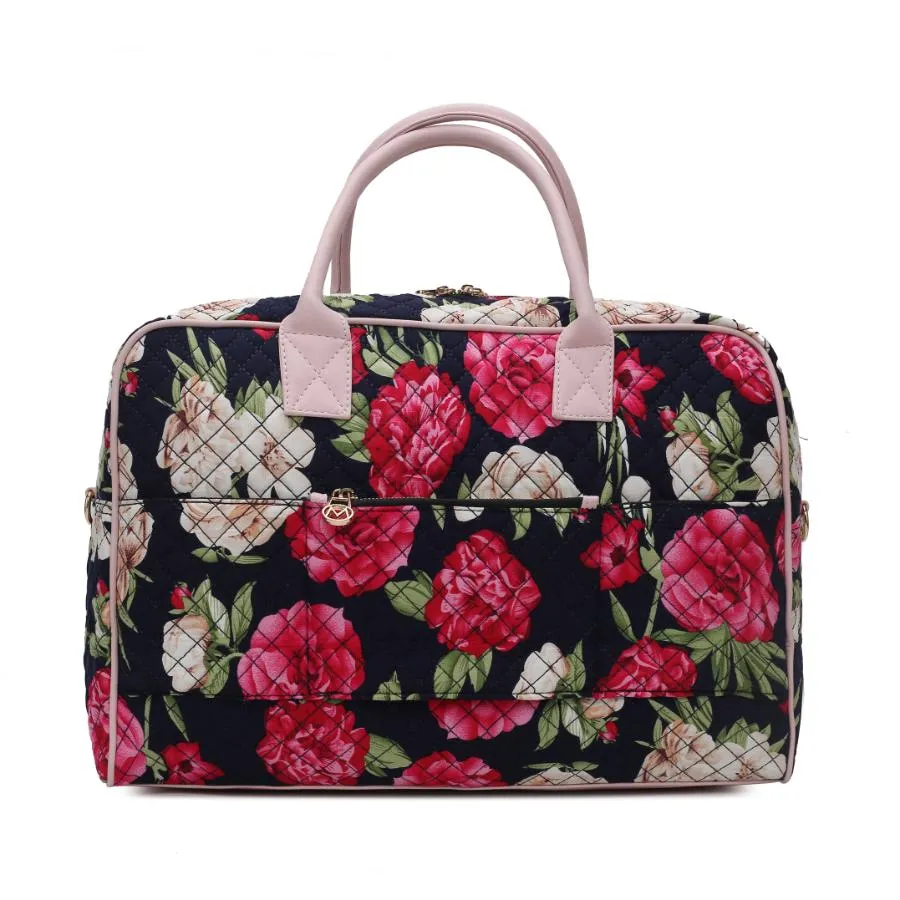 Jayla Quilted Cotton Botanical Pattern Womens Duffle Bag