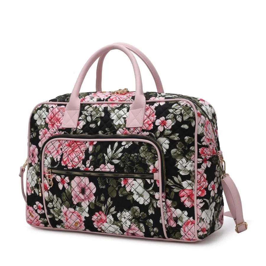 Jayla Quilted Cotton Botanical Pattern Womens Duffle Bag