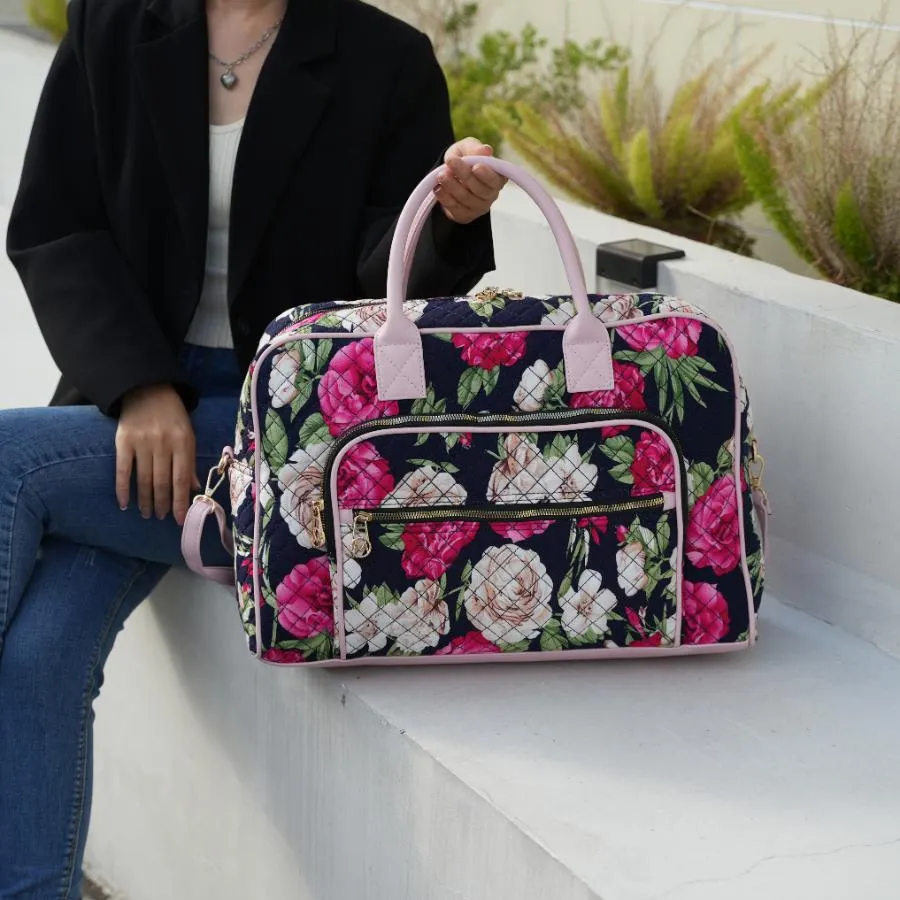 Jayla Quilted Cotton Botanical Pattern Womens Duffle Bag
