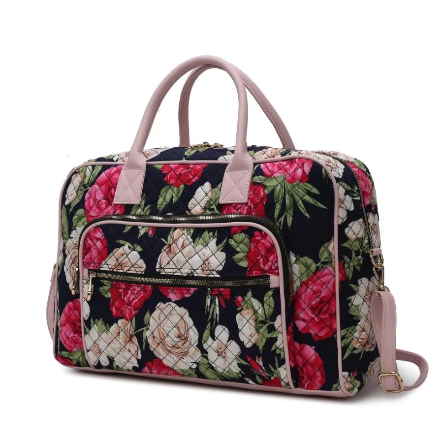 Jayla Quilted Cotton Botanical Pattern Womens Duffle Bag