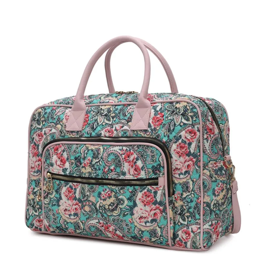 Jayla Quilted Cotton Botanical Pattern Womens Duffle Bag