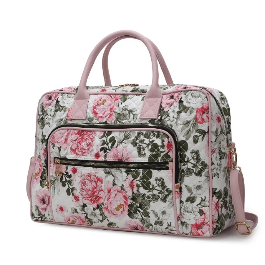 Jayla Quilted Cotton Botanical Pattern Womens Duffle Bag