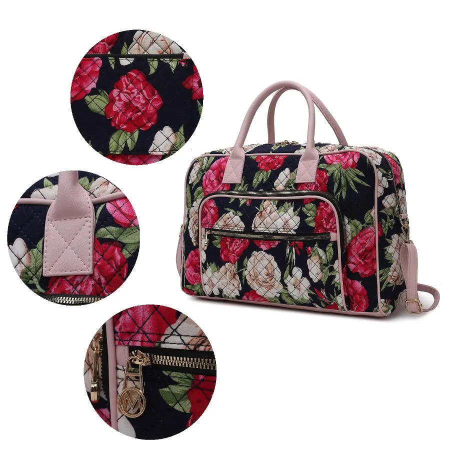 Jayla Quilted Cotton Botanical Pattern Womens Duffle Bag