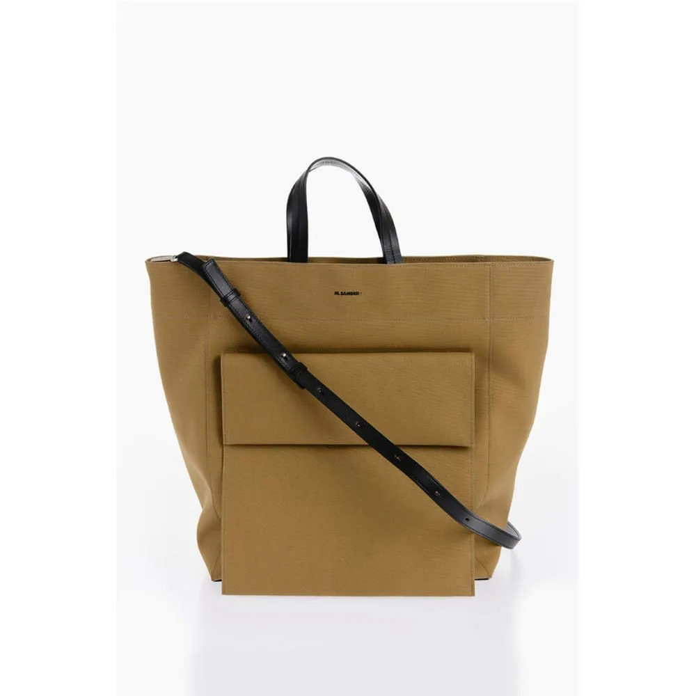 Jil Sander Canvas Shopper Bag with External Women's Pocket